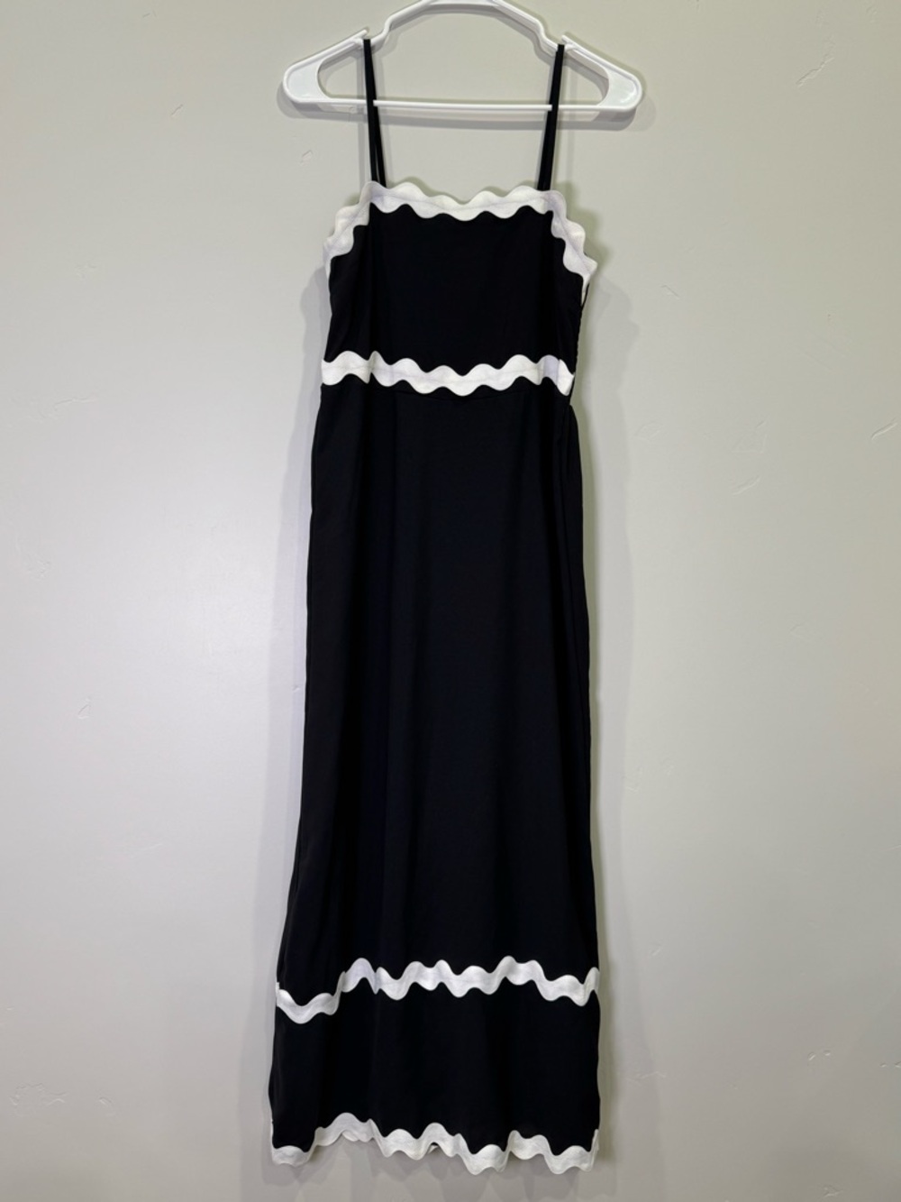 Black Maxi Dress with White Scallop Trim